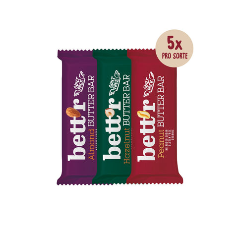 Batony z masłem orzechowym BIO Bett'r Mixed Box (15 batonów)