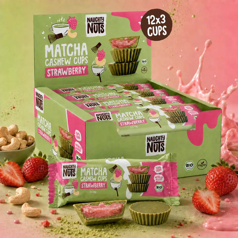 Bio Matcha Cashew Strawberry Cups, Naughty Nuts
