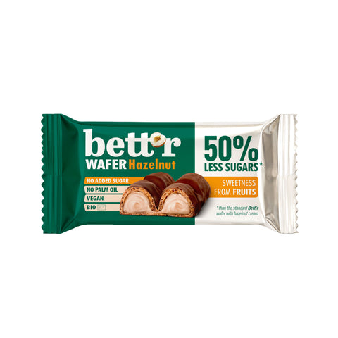 Bio Wafer Bar with Hazelnut Cream, No Added Sugar, Bett’r