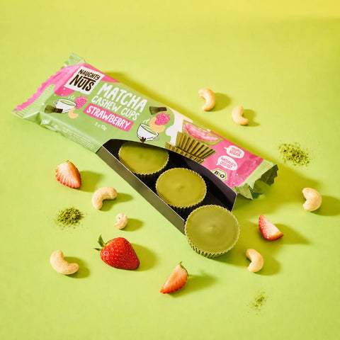 Bio Matcha Cashew Strawberry Cups, Naughty Nuts