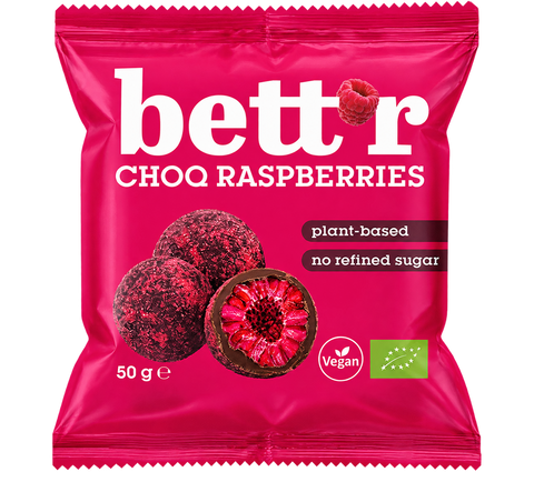 Bio Freeze-Dried Raspberries with Cocoa Glaze, Bett'r