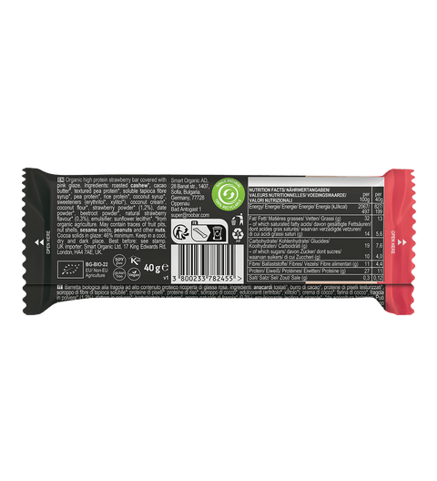 BIO High Protein Pink Chocolate Covered Bar with Strawberries