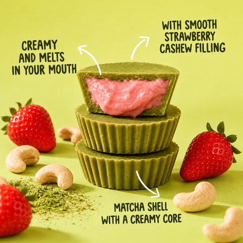 Bio Matcha Cashew Strawberry Cups, Naughty Nuts