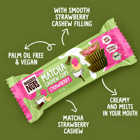 Bio Matcha Cashew Strawberry Cups, Naughty Nuts
