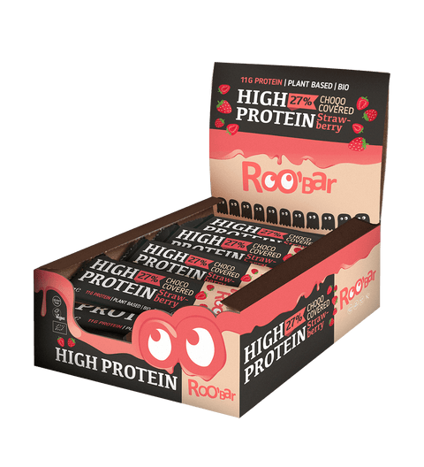 BIO High Protein Pink Chocolate Covered Bar with Strawberries
