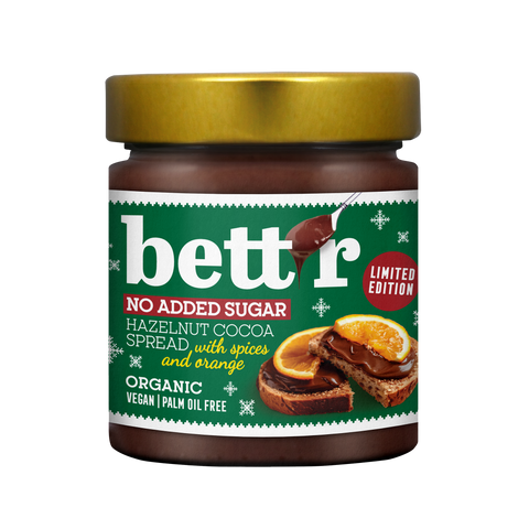 Bio Christmas Hazelnut cacao spread with orange, no added sugar