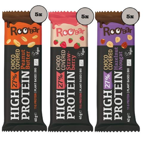 Roobar High-Protein Chocolate Bar Probepaket (15 Riegel)