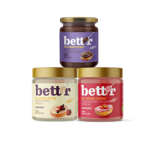 Bett'r Kollektion mit Brotaufstrichen ohne Zuckerzusatz