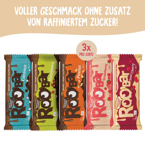 Roobar Schokoladenriegel Probepackung (15 Riegel)