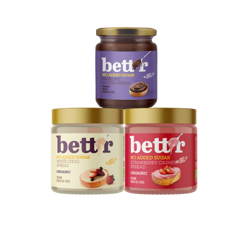 Bett'r Kollektion mit Brotaufstrichen ohne Zuckerzusatz