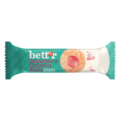Bio Fruchtkugeln mit Kokos und Erdbeerfüllung