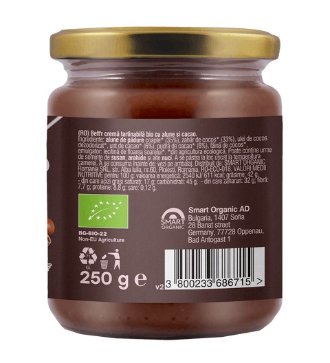 BIO Pasta kakaowa z orzechów laskowych